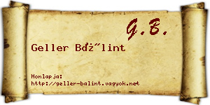 Geller Bálint névjegykártya