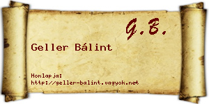 Geller Bálint névjegykártya